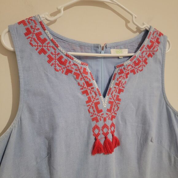 Jade Melody Tam Womens Dress Midi Size Large Embroidered Boho Sheath Chambray - Picture 2 of 8
